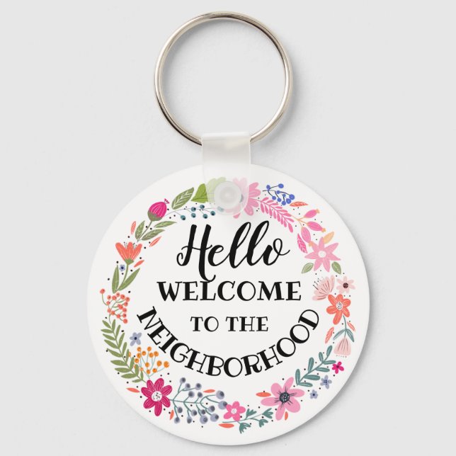 welcome to the neighbourhood new home note card keychain (Front)