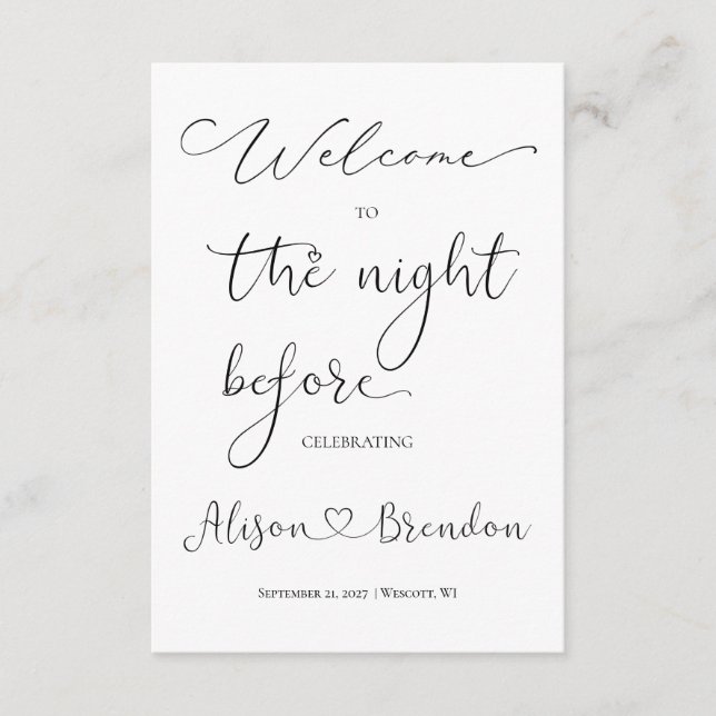 Welcome to the Night Before Black White Enclosure Card (Front)