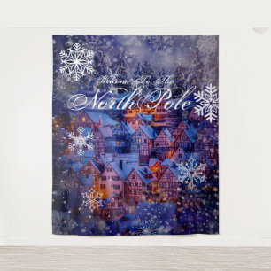 Welcome to the North Pole Party Backdrop Tapestry