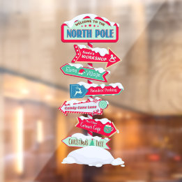 Welcome To The North Pole Post Christmas Window Cling