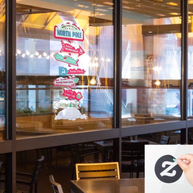 Welcome To The North Pole Post Christmas  Window Cling (Restaurant Window)