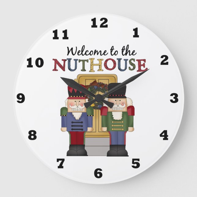 Welcome to the Nuthouse Christmas Large Clock (Front)