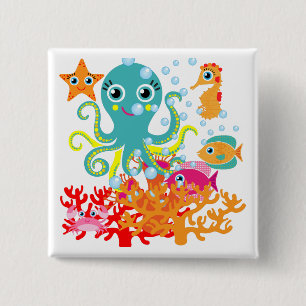 Welcome to the Ocean 2 Inch Square Button