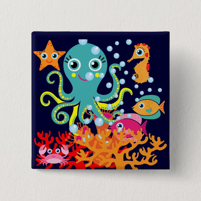 Welcome to the Ocean 2 Inch Square Button (Front)