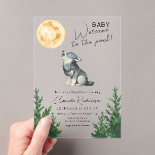 Welcome to the pack! Wolf Baby Shower Acrylic Invitations