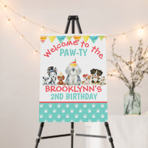 Welcome to the Paw-ty Puppy Birthday Poster sign