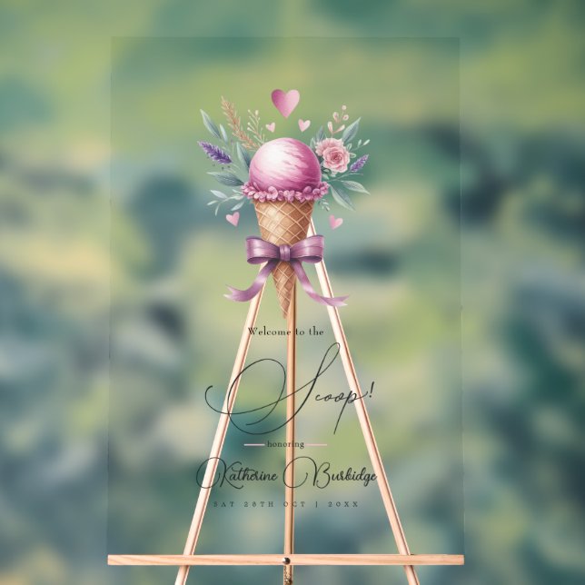 Welcome to the Scoop Ice Cream Bridal Shower Acrylic Sign (Neutral)