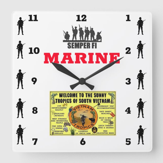 WELCOME TO THE SUNNY TROPICS OF SOUTH VIETNAM SQUARE WALL CLOCK (Front)