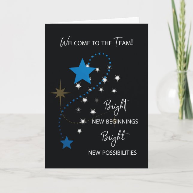 Welcome to the Team Blue and White Stars on Black Card (Front)