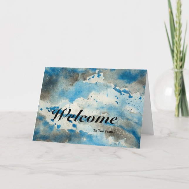 Welcome To The Team Blue Background Card (Front)