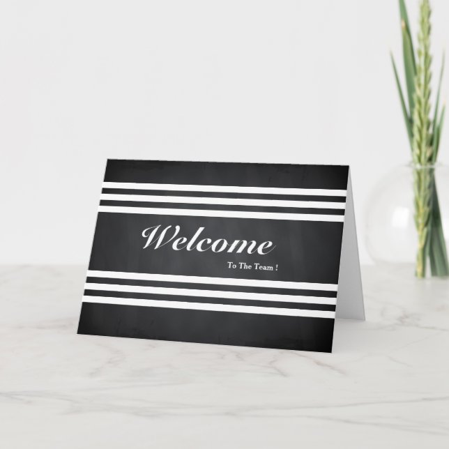 Welcome To The Team Chalkboard Stripes Postcard (Front)