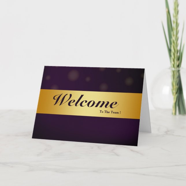 Welcome To The Team Purple Minimal Gold Bladge Card (Front)