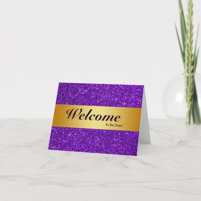 Welcome To The Team Purple Minimal Gold Bladge Card (Front)