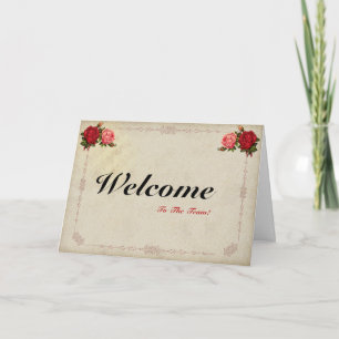Welcome To The Team Vintage Floral Postcard