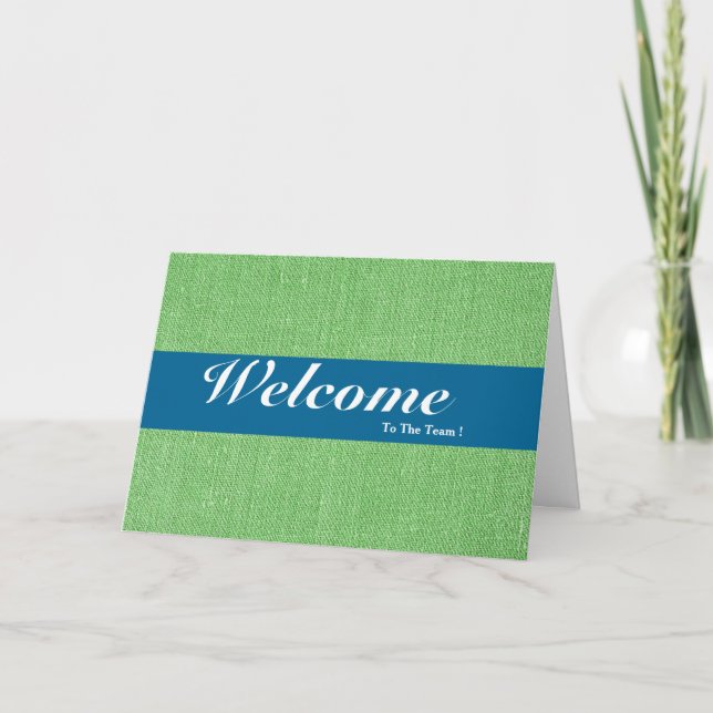 Welcome To The Team White Minimal Blue Badge Card (Front)