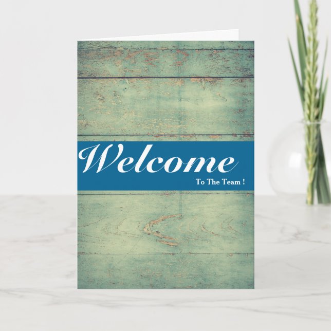 Welcome To The Team White Minimal Blue Badge Card (Front)