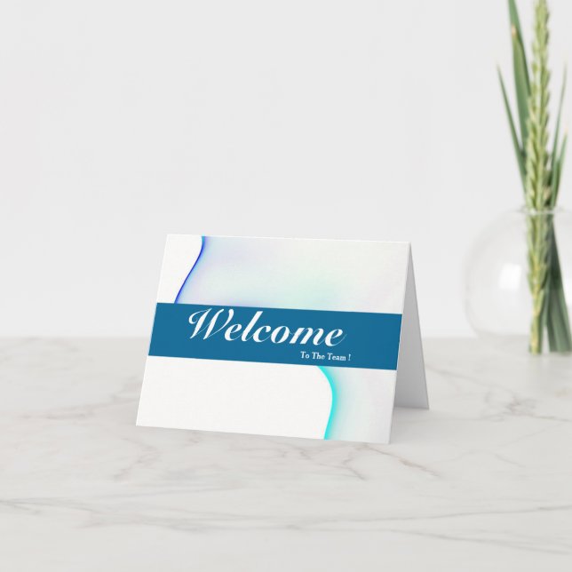 Welcome To The Team White Minimal Blue Badge Card (Front)