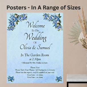 Welcome to the Wedding  Blue Peony Poster