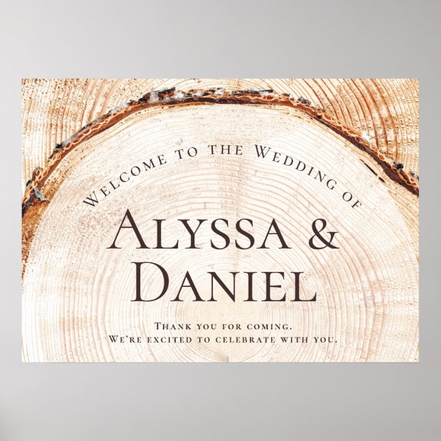 Welcome to the wedding Custom Rustic Wood Cut  Poster (Front)