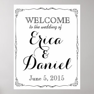 welcome to the wedding of poster sign chalkboard
