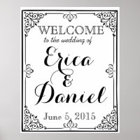 welcome to the wedding of poster sign chalkboard