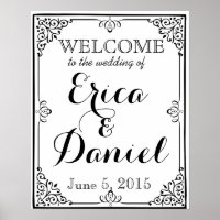 welcome to the wedding of poster sign chalkboard
