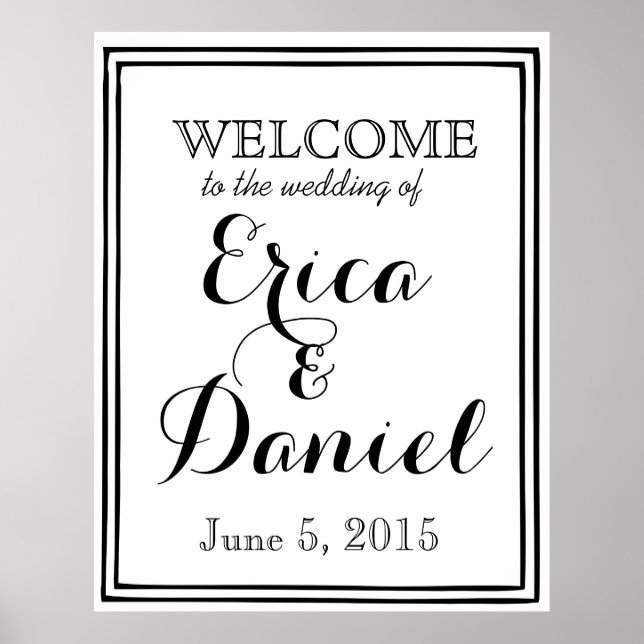 welcome to the wedding of poster sign chalkboard (Front)