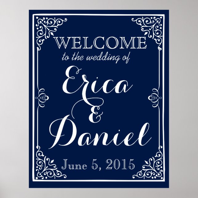 welcome to the wedding  of poster sign chalkboard (Front)