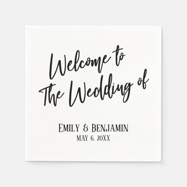 Welcome to the Wedding of Simple Typography Napkin (Front)