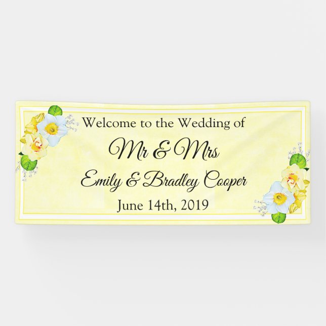 Welcome to the Wedding of Yellow Floral Banner (Horizontal)