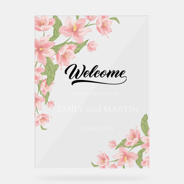 Welcome to the wedding; Personalized Acrylic Sign (Front)