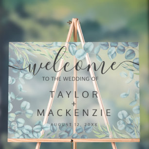 Welcome to the wedding personalized eucalyptus acrylic sign
