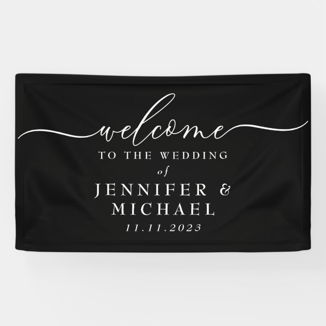 Welcome to the wedding simple party black banner (Horizontal)