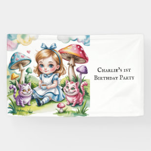 Welcome To The Wonderland 1st Birthday Party Banner