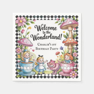 Welcome To The Wonderland 1st Birthday Party Napkin