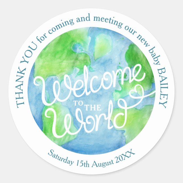 Welcome to the world art custom thank you message classic round sticker (Front)