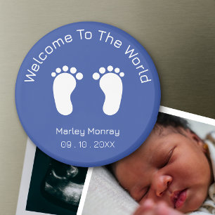 Welcome To The World Baby Boy Name Date of Birth Magnet