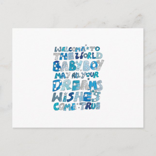 Welcome To The World Baby Boy Postcard (Front)