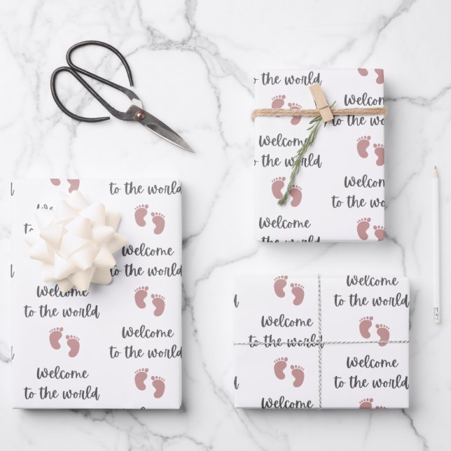 Welcome To The World Baby Wrapping Paper Sheets (Front)