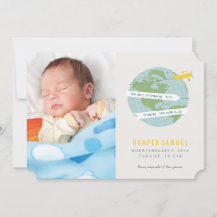 Welcome to the World Birth Announcement - Yellow