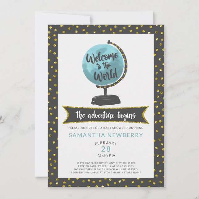 Welcome to the world boy baby shower invitation (Front)