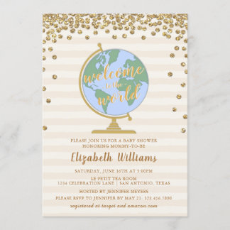 Welcome to the World Globe Baby Shower Invitation