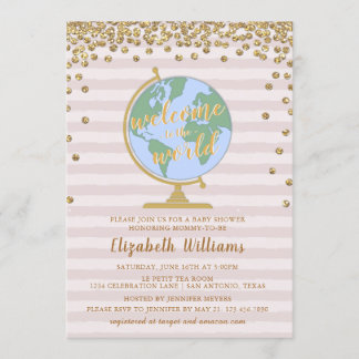 Welcome to the World Globe Baby Shower Invitation