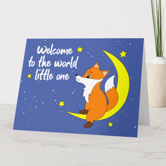 Welcome to the World - Little Fox on the Moon Card (Front)