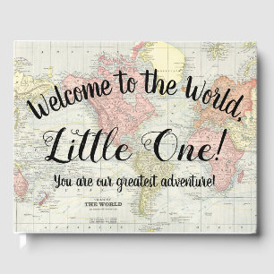Welcome to the World Map Baby Shower Guest Book