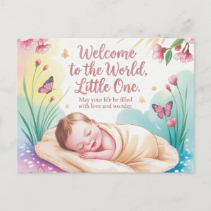"Welcome to the World" Newborn Baby Greeting Postcard