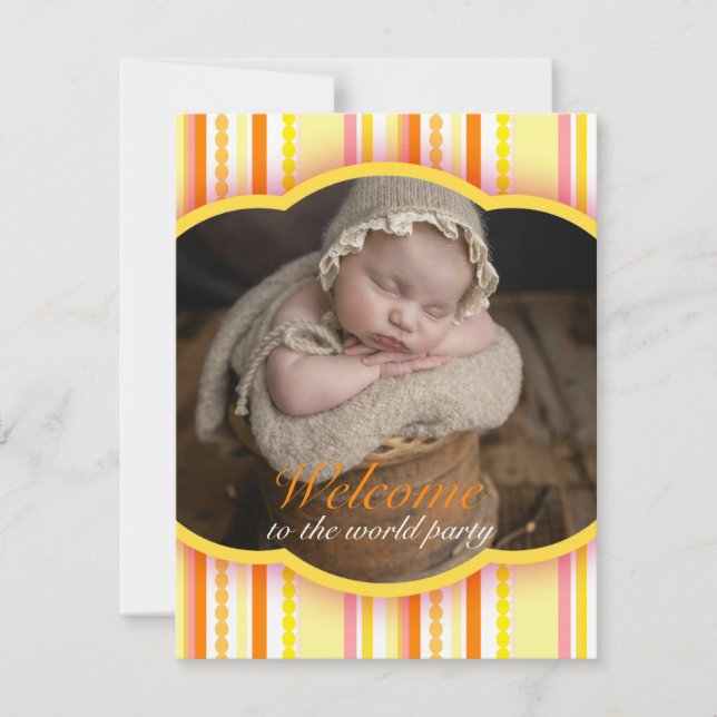 Welcome to the world party photo invitation card (Front)