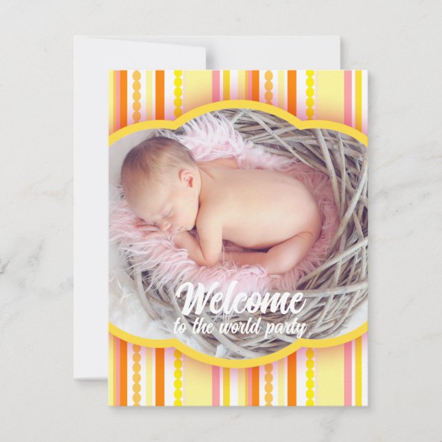 Welcome to the world party photo invitation card (Front)