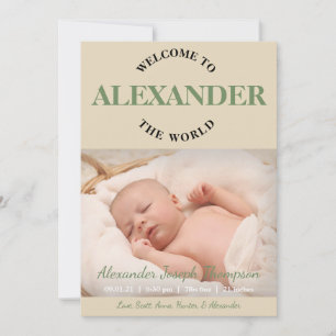 Welcome to the World Photo Birth Announcement