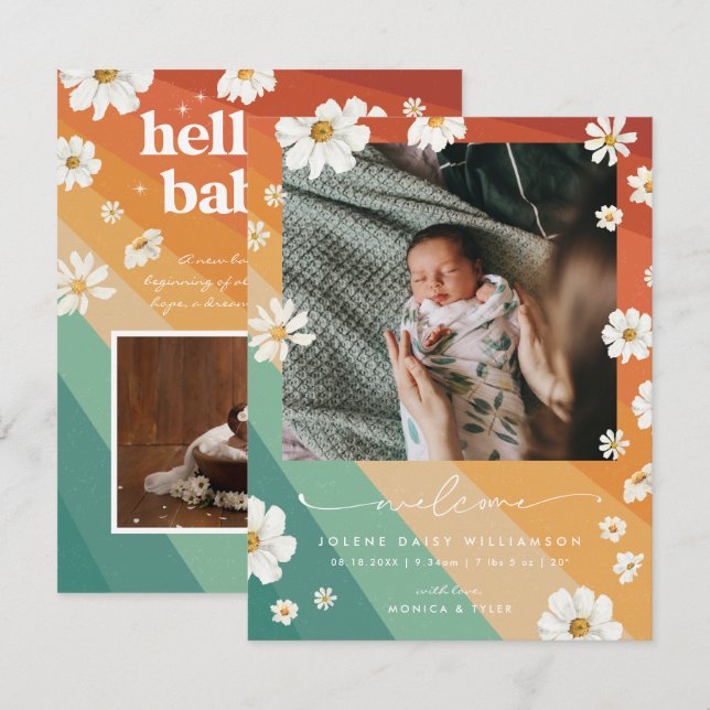 Welcome to the World | | Retro Boho Birth (Front/Back)